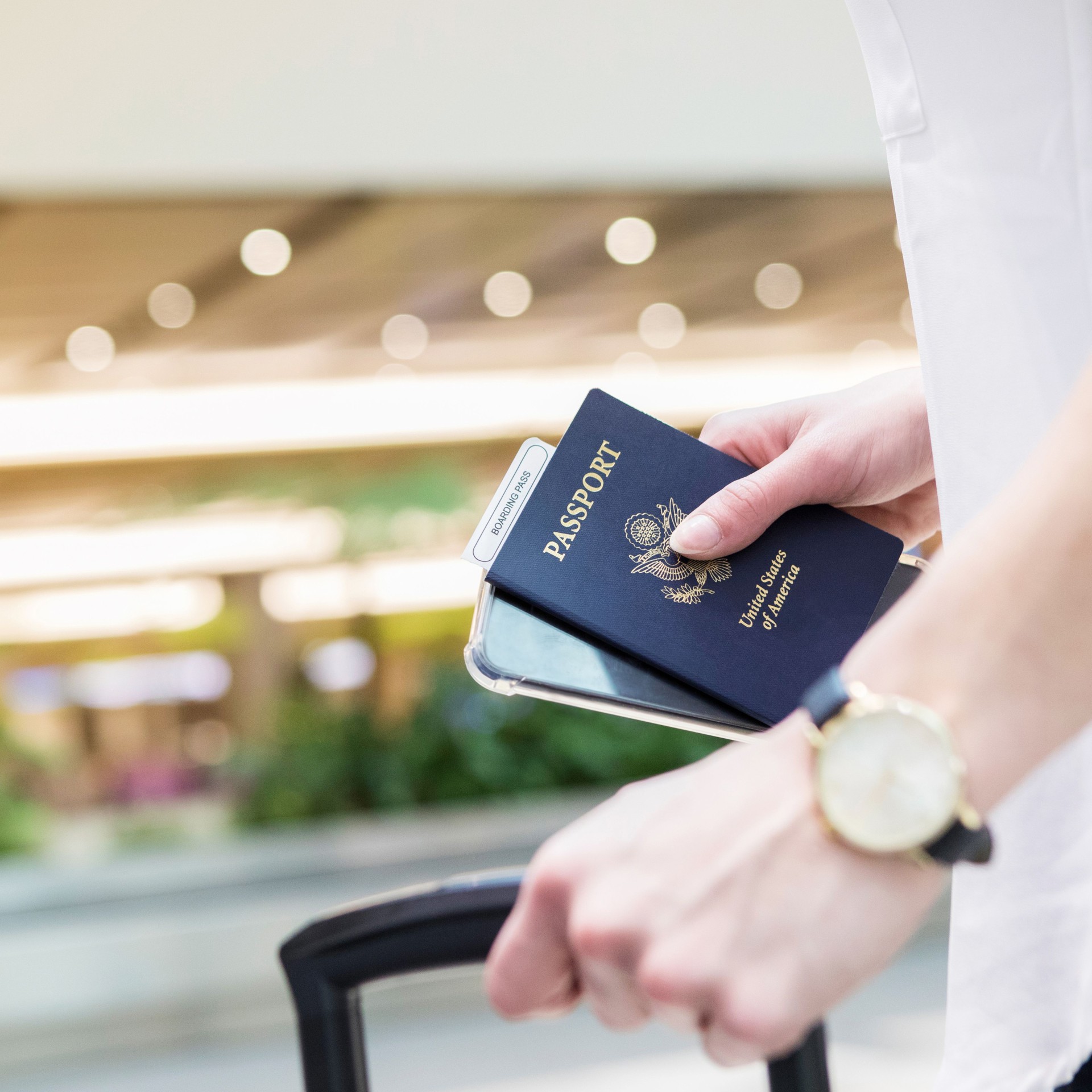 Woman prepares for international travel